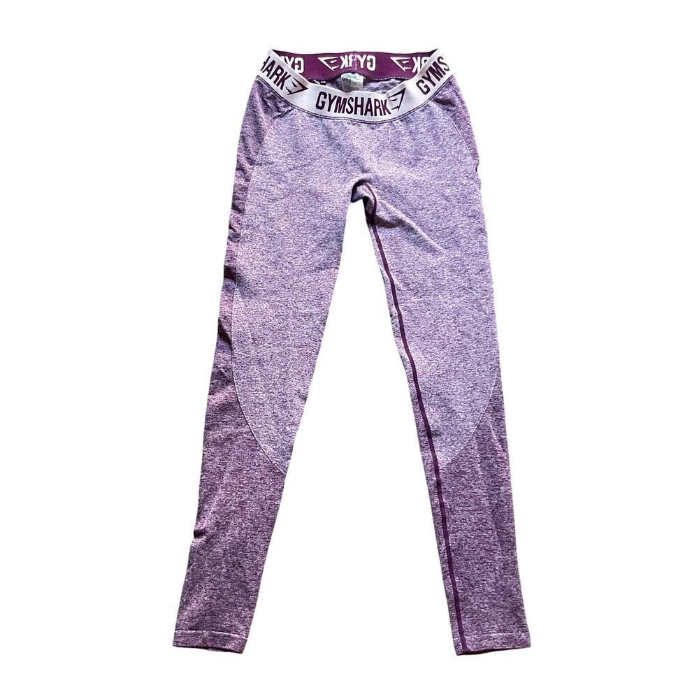 Gymshark Flex S Seamless Leggings Womens Purple Marl Pink Logo High Waist Gym